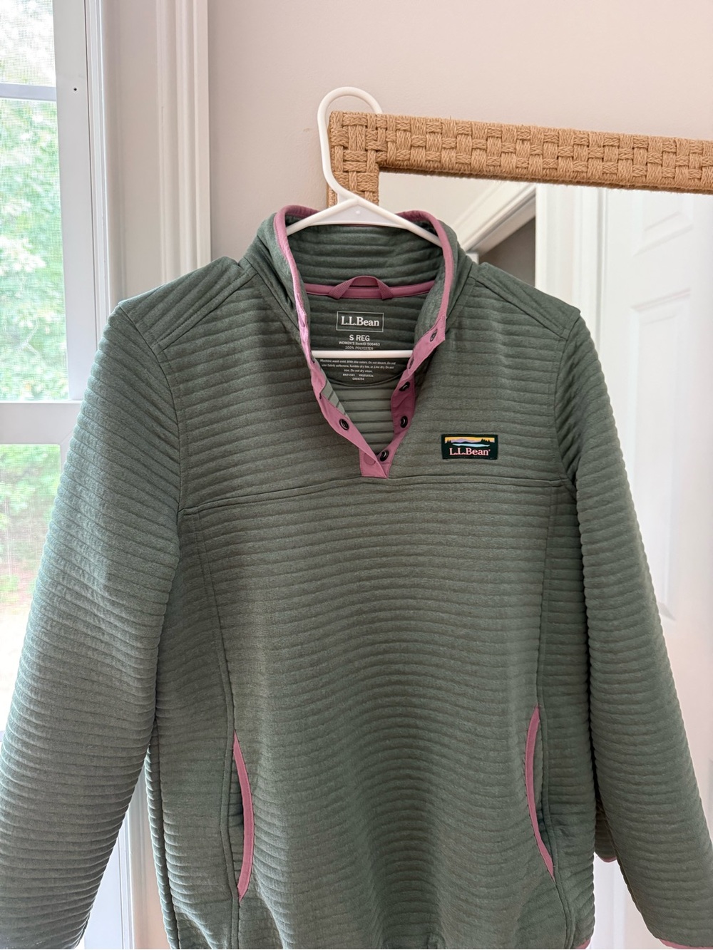 L.L. Bean Women's Green Quilted Pullover Sweater